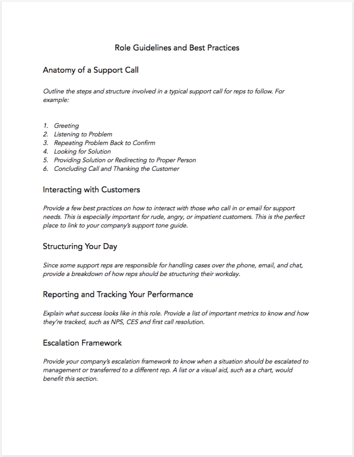 Customer Service Guide Template