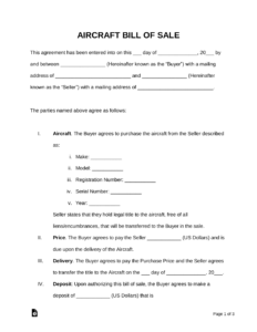 Aircraft Bill of Sale Template aircraft-bill-of-sale-template