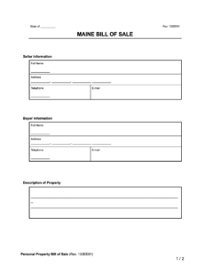 car-bill-of-sale-maine-template