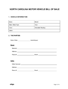 car-bill-of-sale-nc-template