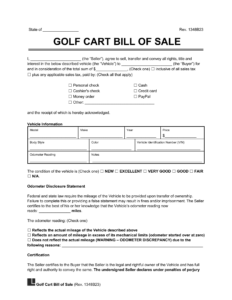 Golf Cart Bill of Sale Template golf-cart-bill-of-sale-template