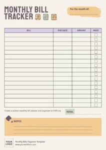 home-finance-bill-organizer-template