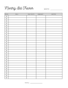monthly-bill-payment-checklist-template