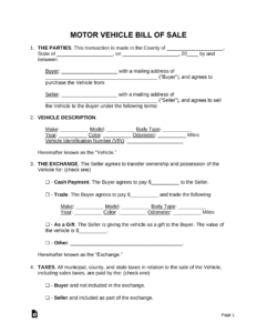 private-party-auto-bill-of-sale-template