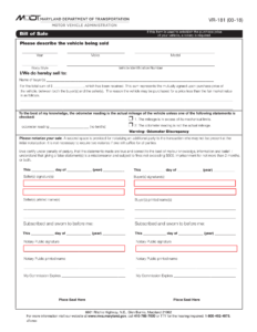 used-car-bill-of-sale-maryland-template