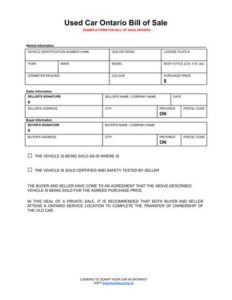 Used Car Bill of Sale Ontario Template used-car-bill-of-sale-ontario-template