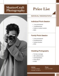 Beginner Photography Price List Template beginner-photography-price-list-template