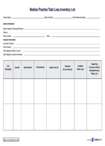 fire-loss-inventory-list-template