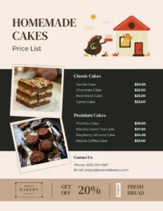 Homemade Cake Price List Template homemade-cake-price-list-template