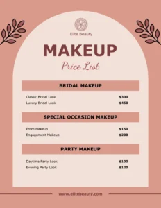 makeup-artist-price-list-template