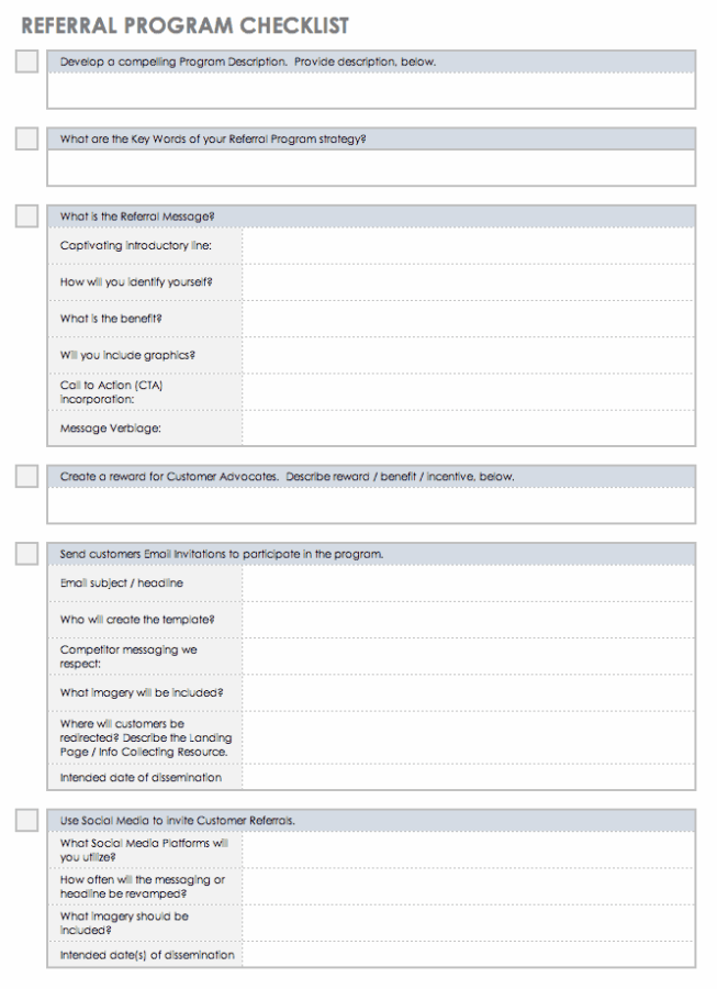 Medical Referral Check List Template