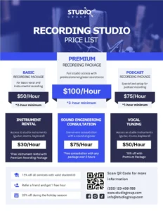 recording-studio-price-list-template