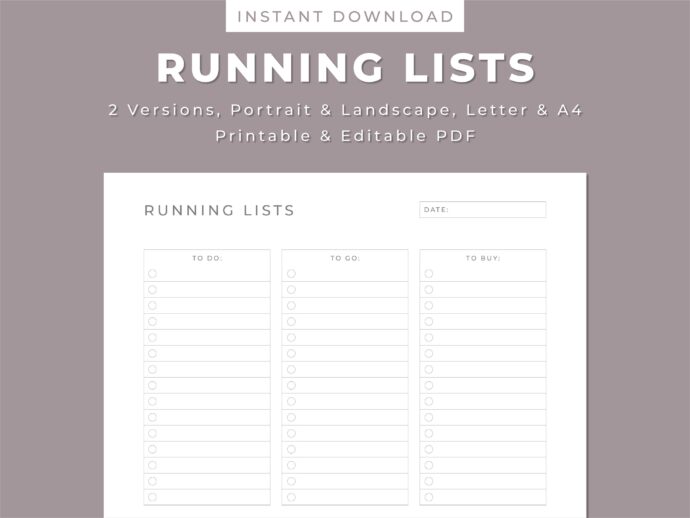 Running To Do List Template