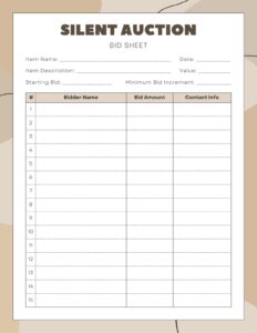 Silent Auction Items List Template silent-auction-items-list-template