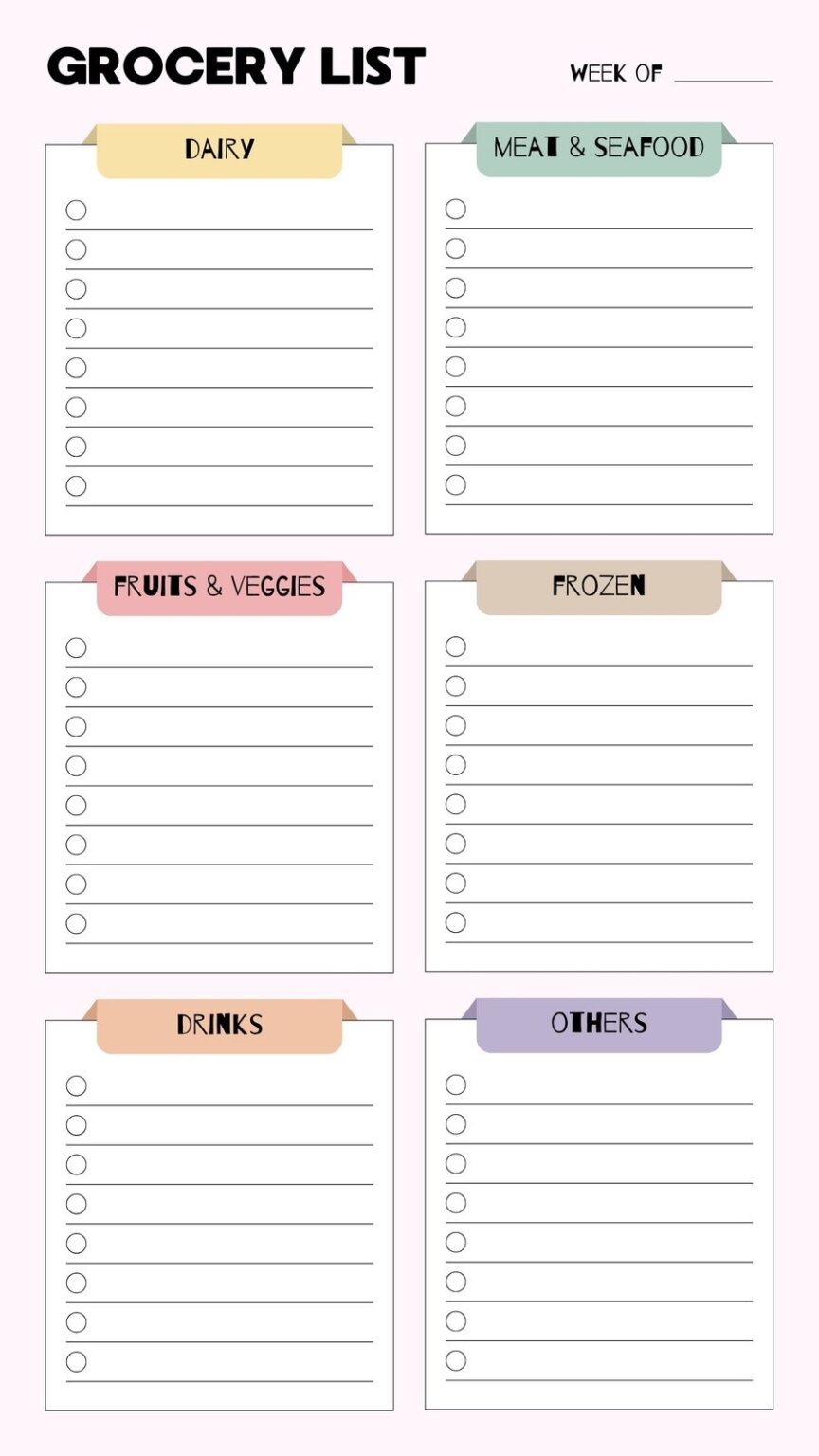 Weekly Shoping Weekly Grocery Shopping List Template