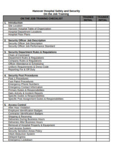 security-officer-training-checklist-template