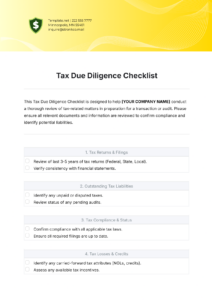 tax-due-diligence-checklist-template