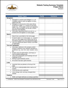 Website Quality Assurance Checklist Template
